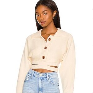 BUBISH Sofia Cross Knit Balletcore Revolve Sweater in Cashew Size M